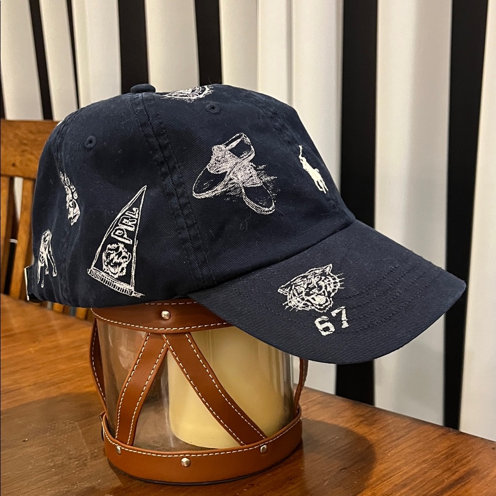 Polo Ralph Lauren Hat Cap Blue University Tennis Tiger Tie Homecoming Varsity